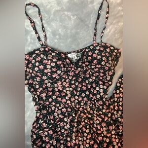 AUW Black and Pink Floral Jumpsuit
